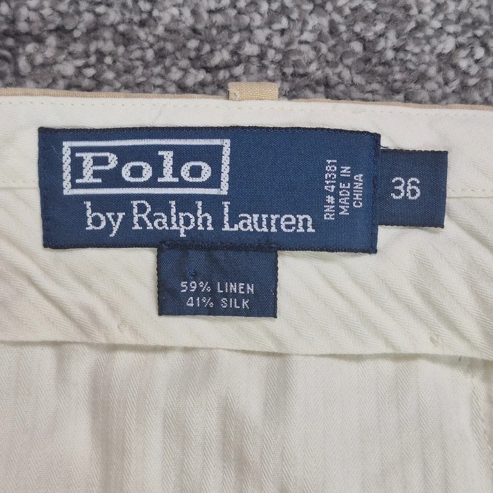 Polo Ralph Lauren Linen Silk Pleated Pants Mens 36 Beige Tan Vintage
